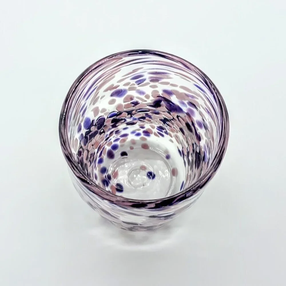 Handblown Pink Purple Confetti Glass Vase